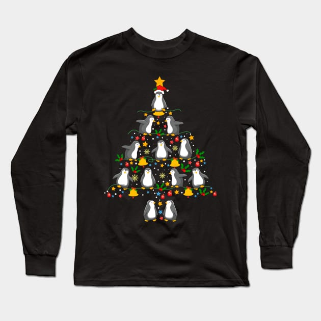 Penguins Christmas Tree Long Sleeve T-Shirt by divinoro trendy boutique